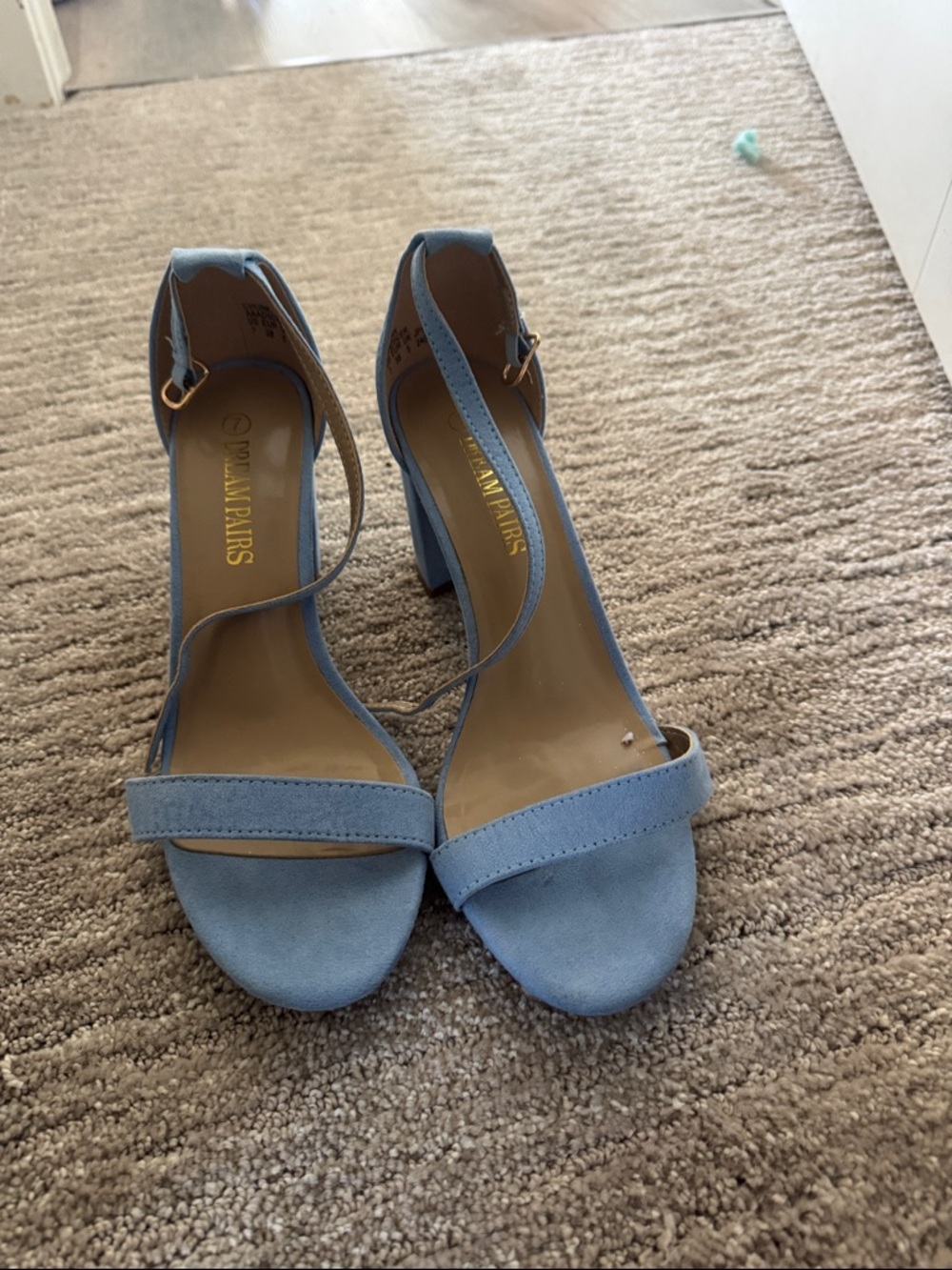 Dream Pairs Light Blue Ankle-Strap Block Heels